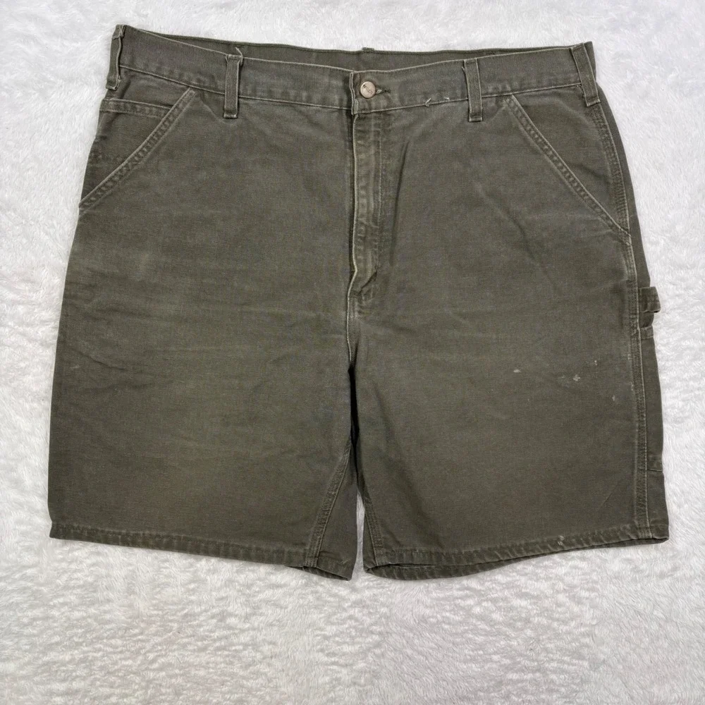 VTG Y2K Carhartt B25 MOS Carpenter Shorts Mens 40 Moss Green Duck Canvas Work